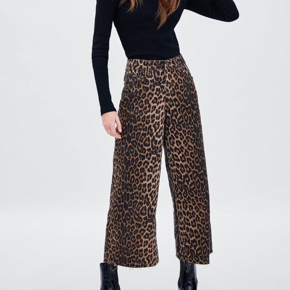 《Zara》NWT leopard culottes